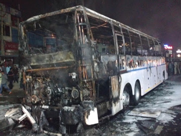 Passengers have a Miraculous Escape as Volvo Bus Catches Fire