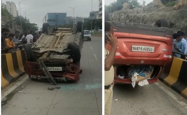Hyderabad: Speeding Car Turns Turtle on Durgam Cheruvu Cable Bridge, 4 Hurt - Vimarsana News
