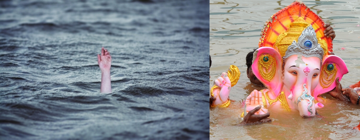 Two drown in Krishna river during Ganesh idols immersion - Vimarsana News