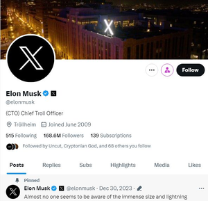Elon Musk changes X bio to 'Chief Troll Officer', new location 'Trollheim' - Vimarsana News