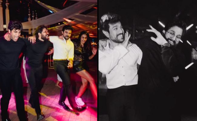 Ram Charan and Allu Arjun's Cute Banter: Ram Charan Birthday Celebrations - Vimarsana News