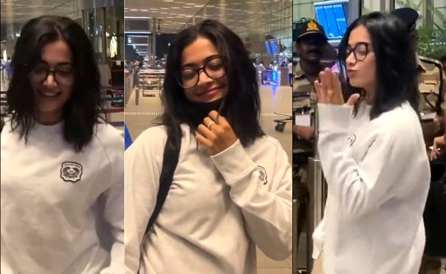 Watch: Rashmika's Infectious Cheer Brightens Mumbai Airport - Vimarsana News