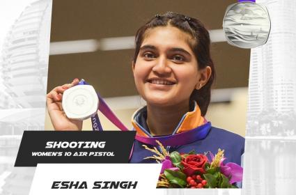 Telangana CM congratulates Esha Singh on winning two more silver medals