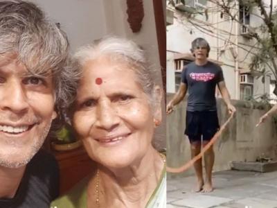 Milind Soman and his mother