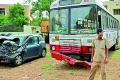Techie dies in car-bus collision in Hyderabad - Sakshi Post