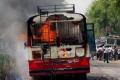 RTC bus in flames, traffic hold-up in Patny Centre - Sakshi Post