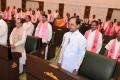 TRS Chief K Chandrasekhar Rao with the party MLAs. - Sakshi Post