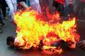 The 25-year-old Vignesh immolates himself during protests by activists over the Cauvery issue in Chennai on Thursday. - Sakshi Post
