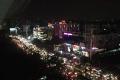 An owl’s eye view of the grid lock due to the rains in Hyderabad on Friday night. - Sakshi Post