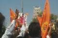 BJP and RSS workers on Monday staged a protest here against the gruesome murder of a local RSS functionary. - Sakshi Post
