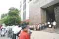 People queue up to exchange the defunct currency notes at a RBI office. - Sakshi Post