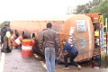 The overturned oil tanker in Sullurpet of Nellore district, on Monday. The overturned oil tanker in Sullurpet of Nellore district, on Monday. - Sakshi Post