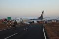 The Jet Airways plane off the runway at the Dabolim airport. - Sakshi Post