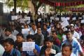 Nearly one lakh drivers attached to the cab operators are on strike in the city for the past five days Nearly one lakh drivers attached to the cab operators are on strike in the city for the past five days - Sakshi Post