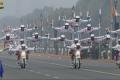 Daredevils of the Border Security Force perform motorcycle stunts during the 68th Republic Day celebrations in New Delhi on Thursday. - Sakshi Post