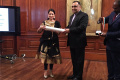 The minister for international development had been conferred the honour by President Pranab Mukherjee in January The minister for international development had been conferred the honour by President Pranab Mukherjee in January - Sakshi Post