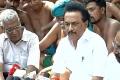 M K Stalin today visited the protesting Tamil Nadu farmers at Jantar Mantar and demanded that PM waive off their loans like he promised in Uttar Pradesh during the recent Assembly polls there. - Sakshi Post