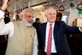 Australian Prime Minister Malcolm Turnbull with his Indian counterpart Narendra Modi during his visit to New Delhi last week. - Sakshi Post