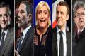 The best-known candidates (L-R): Francois Fillon, Benoit Hamon, Marine Le Pen, Emmanuel Macron and Jean-Luc Melenchon - Sakshi Post