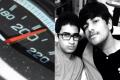 Nishith Narayana and his friend Raja Ravi Varma; (left) the speedometer stuck near 210km in the car. - Sakshi Post