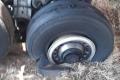 The damaged tyre of Air India plane at Jammu airport on Friday. - Sakshi Post