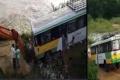 The incident occurred when the bus was heading to the village on the Bahuda river causeway. Due to sudden surge of flood waters, the bus got trapped in the swirling waters of the river. - Sakshi Post