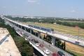 A Metro train during the test run along the Parade Grounds, in Secunderabad on Friday. - Sakshi Post