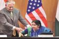 US secretary of state Rex Tillerson met External affairs minister Sushma Swaraj on his visit to India - Sakshi Post