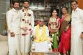 Photographs of the newly wed couple along with their parents posing with Karunanidhi were widely circulated in the social media - Sakshi Post