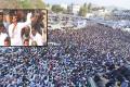 Leader of the Opposition YS Jagan Mohan Reddy (inset) and the mammoth crowd that witnessed his speech in Kalikiri, on Wednesday. - Sakshi Post