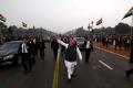 Sporting a saffron, red and green coloured ‘safa’, Modi waved at the crowd enthusiastically as he walked on the Rajpath - Sakshi Post