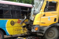 RTC Bus-Lorry Collision in Mancherial Passengers Rushed To Hospital - Sakshi Post