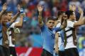 Uruguays Lucas Torreira, center, celebrates with teammates as they won the group A match between Uruguay and Saudi Arabia at the 2018 soccer World Cup in Rostov Arena in Rostov-on-Don, Russia, Wednesday, June 20, 2018.&amp;amp;nbsp; - Sakshi Post