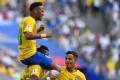 Neymar celebrates after 2-0 win against Mexico at Samara Arena. - Sakshi Post