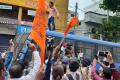 Bajrang Dal Protest in Hyderabad on demanding immediate withdrawal of externing Swami Paripoornananda - Sakshi Post