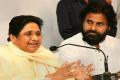 Bahujan Samaj Party supremo Mayawati with Jana Sena party Chief Pawan Kalyan during a press conference, in Visakhapatnam &amp;amp;nbsp; - Sakshi Post