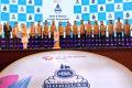 Cricketers along with union minister Amit Shah and Kiren Rijiju at the event - Sakshi Post