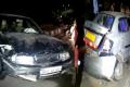 A speeding car rammed into another car which was parked on the roadside - Sakshi Post