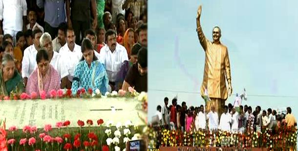 Vijayamma, Sharmila pay tributes to YSR at Idupulapaya - Sakshi Post