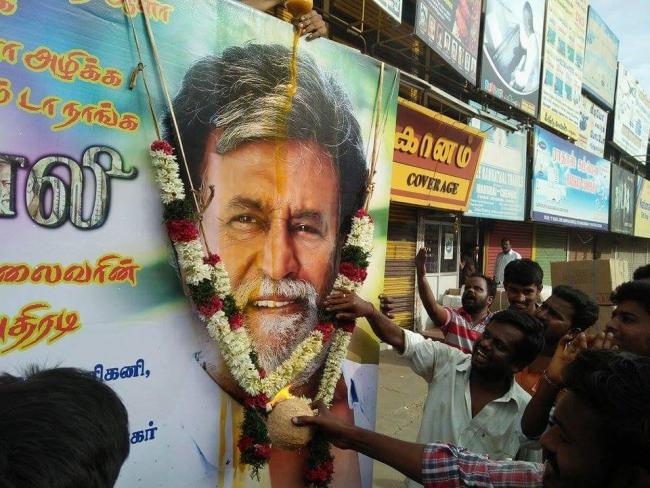 Many fans have garlanded posters and banners carrying their matinee idol photo, with “Kabali da!”&amp;amp;nbsp; - Sakshi Post