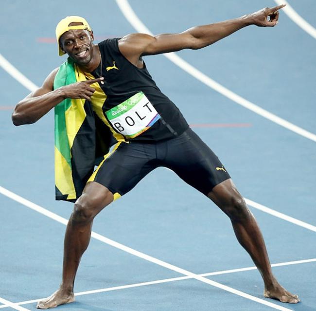 Star Jamaican athlete Usain Bolt after&amp;amp;nbsp;his third consecutive Olympic title in the men’s 100 metre event at the Rio Games. - Sakshi Post