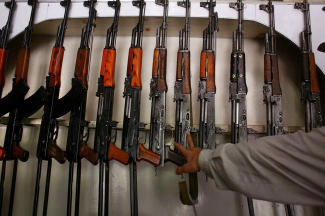 An assorted collection of AK-47 rifles. - Sakshi Post