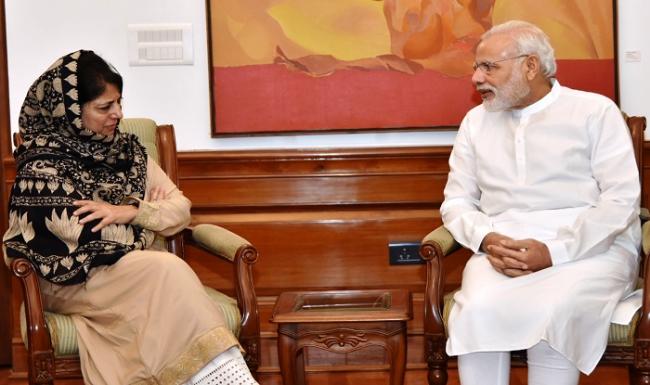 Jammu &amp;amp;amp; Kashmir Chief Minister Mehbooba Mufti met Prime Minister Narendra Modi on Saturday - Sakshi Post