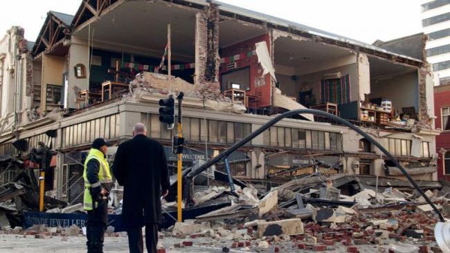 A building in shambles following the 7.1 earthquake that shook New Zealand, on Thursday. - Sakshi Post