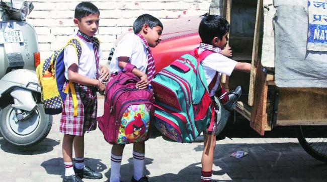 68 per cent of school children in the age group of 7-13 years face the risk of backaches due to the overweight of school bags. - Sakshi Post