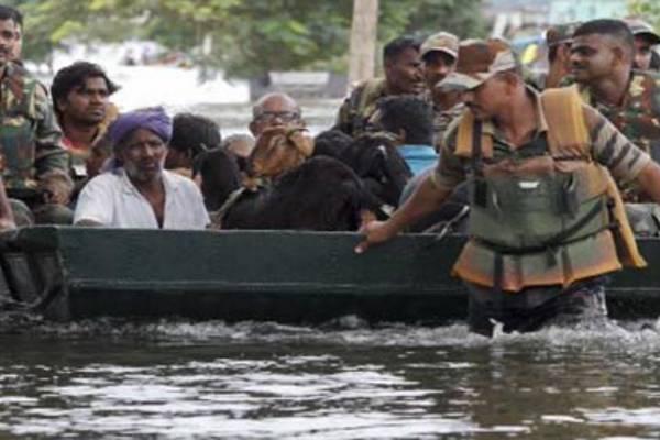 The army troops monitored the situation in Alwal as several low-lying areas became lakes and immediately got into action to start rescue operations in the twin cities on Friday. - Sakshi Post
