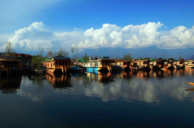 Houseboats grounded at the Dal Lake due to lack of tourists. Houseboats grounded at the Dal Lake due to lack of tourists. - Sakshi Post