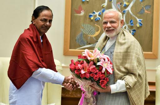 Telangana chief minister K Chandrasekhar Rao during his meeting with Prime Minister Narendra Modi, in New Delhi on Saturday. - Sakshi Post