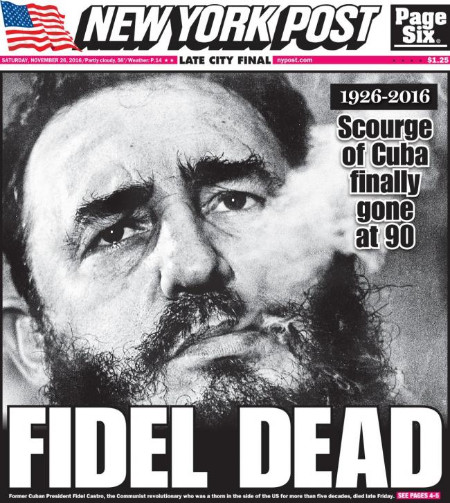 New York Post Coverage of Castro’s Death - Sakshi Post
