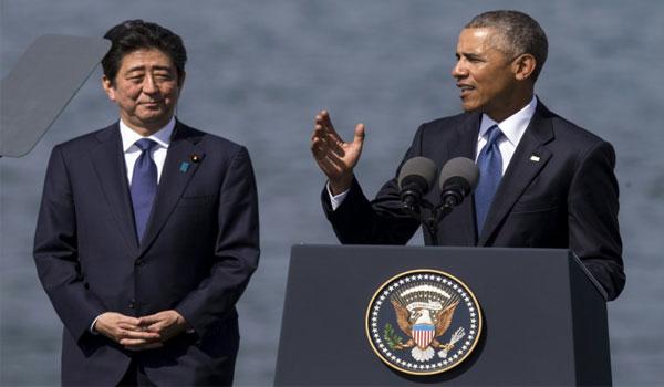 President Barack Obama with Japanese Prime Minister Shinzo Abe - Sakshi Post